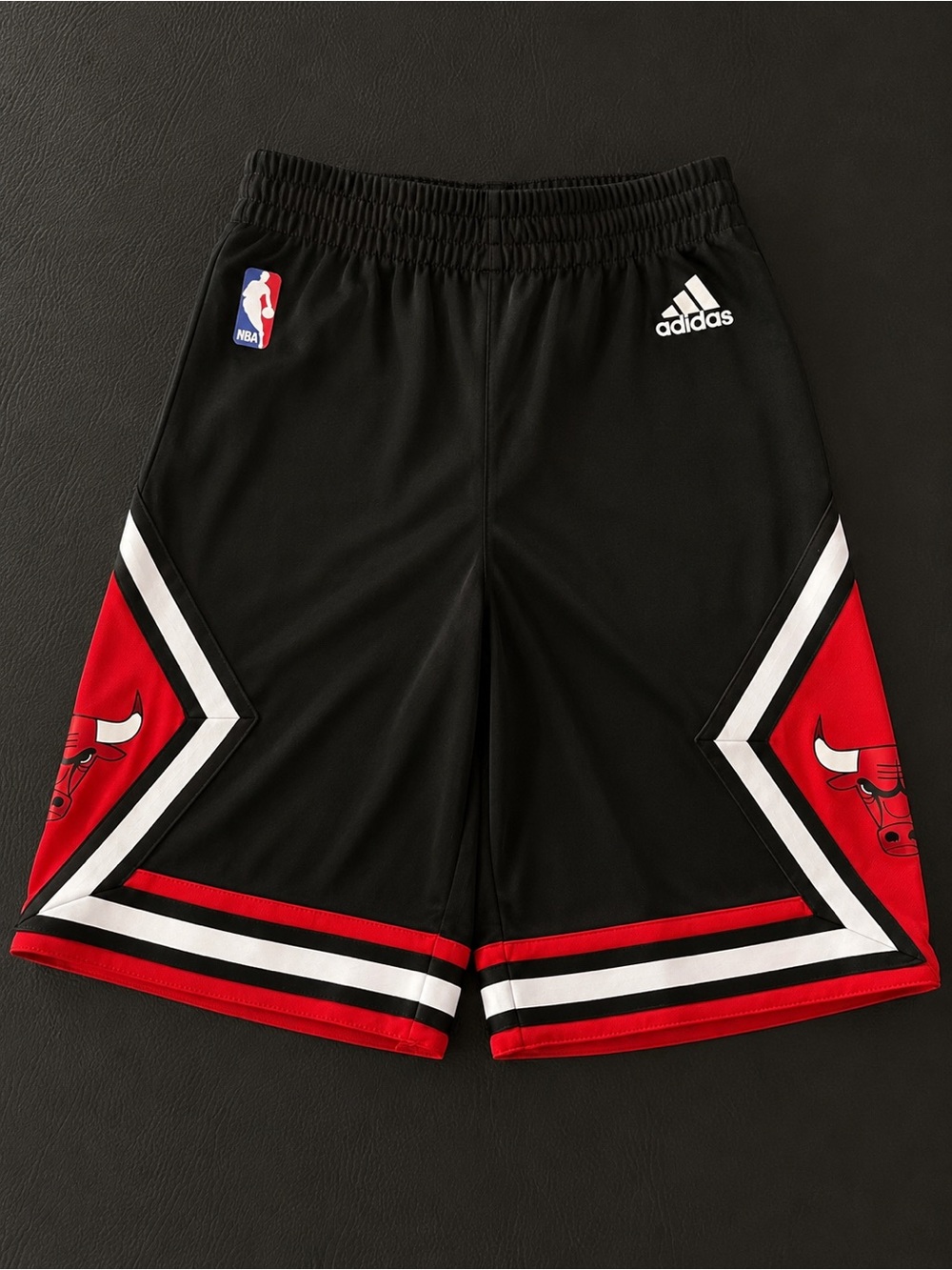 adidas Kids Black Red & White Chicago-bulls basketball shorts